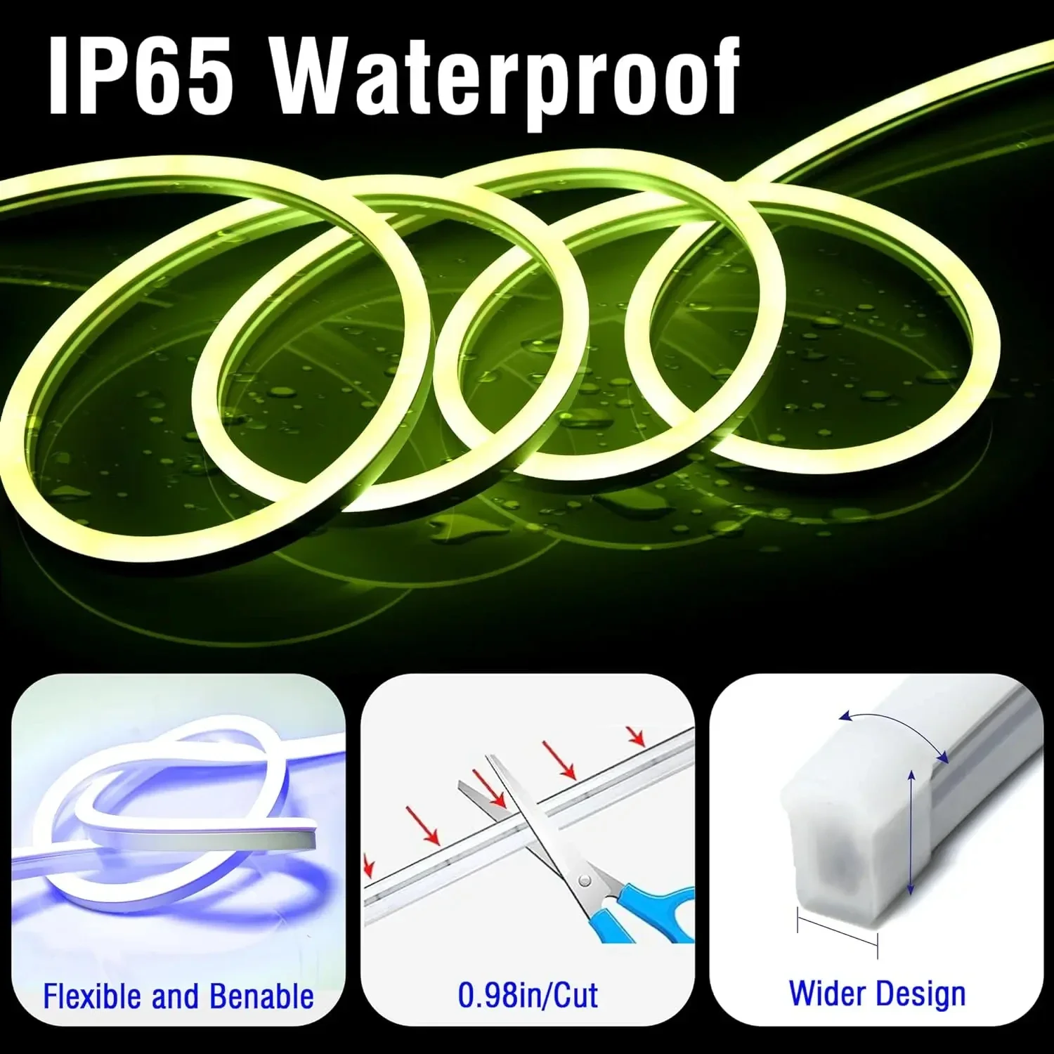 RGB-IC WS2812B Neon Rope LED Strip Light App& Remote Control Addressable Music Sync  Halloween Christmas Gaming Room Decor DIY