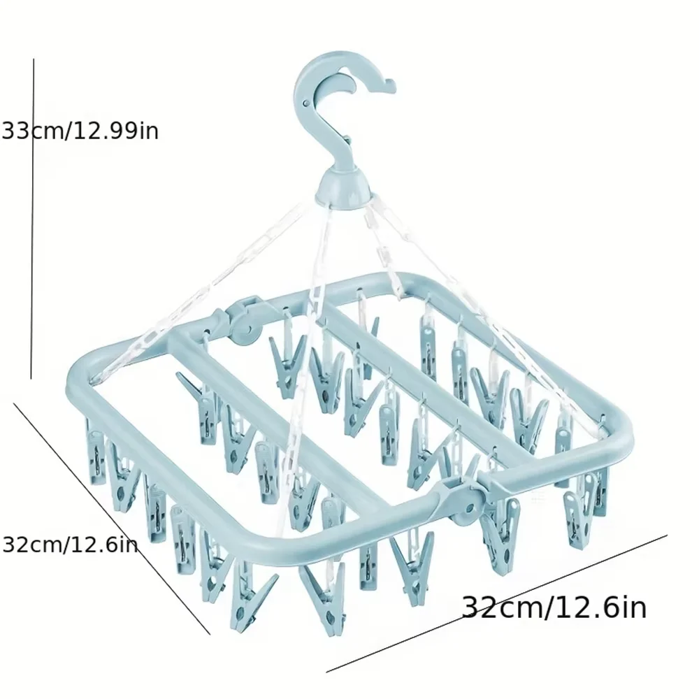 32Clips Hanging Drying Rack Foldable Baby And Toddler Accessories Finishing Storage Rack