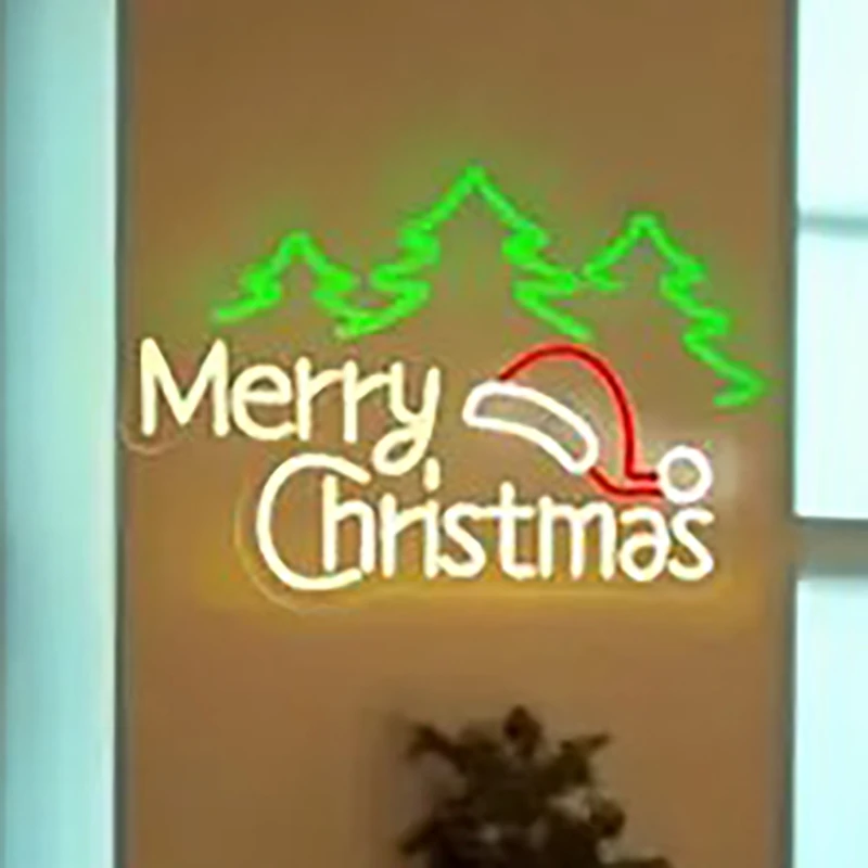 Merry Christmas LED Neon Sign for Wall Decor 5/12V USB Dimmable Switch Bedroom Living Room Bar Multipurpose Button Control