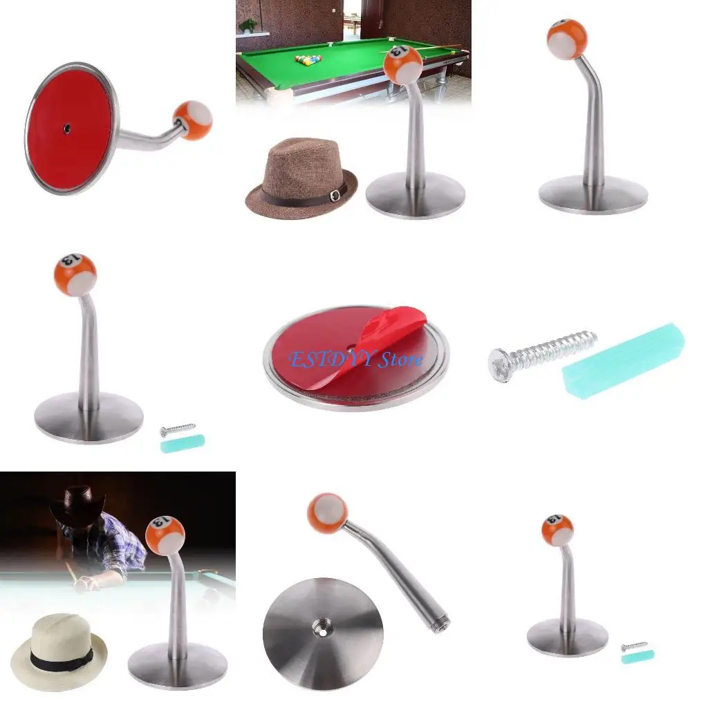 

G6DE Billiard Pool Table Hook Sticker Cloth Hat Rack with Screw Set Cue Acce