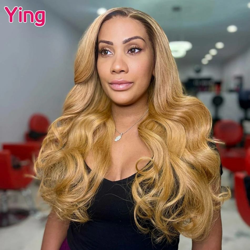 Brown Root Honey Blonde Colored Body Wave 13x6 Lace Front Human Hair Wigs PrePlucked Brazilian 5x5 Closure Wigs For Black Women