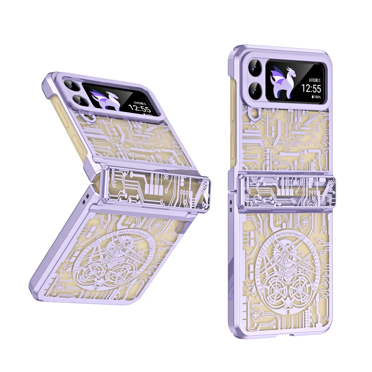 

case for Samsung Z Flip 7 6 5 4 3 Foldable screen mechanical electroplated smooth hinge anti-drop protective case full coverage