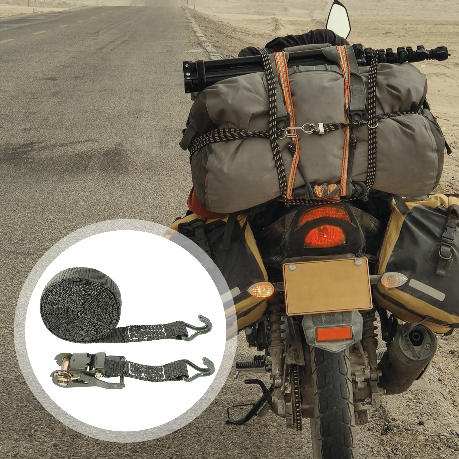 

Tightener Straps for Trucks Car Ratchet with Hooks Tie-down Ratcheting Polyester Webbing Cargo