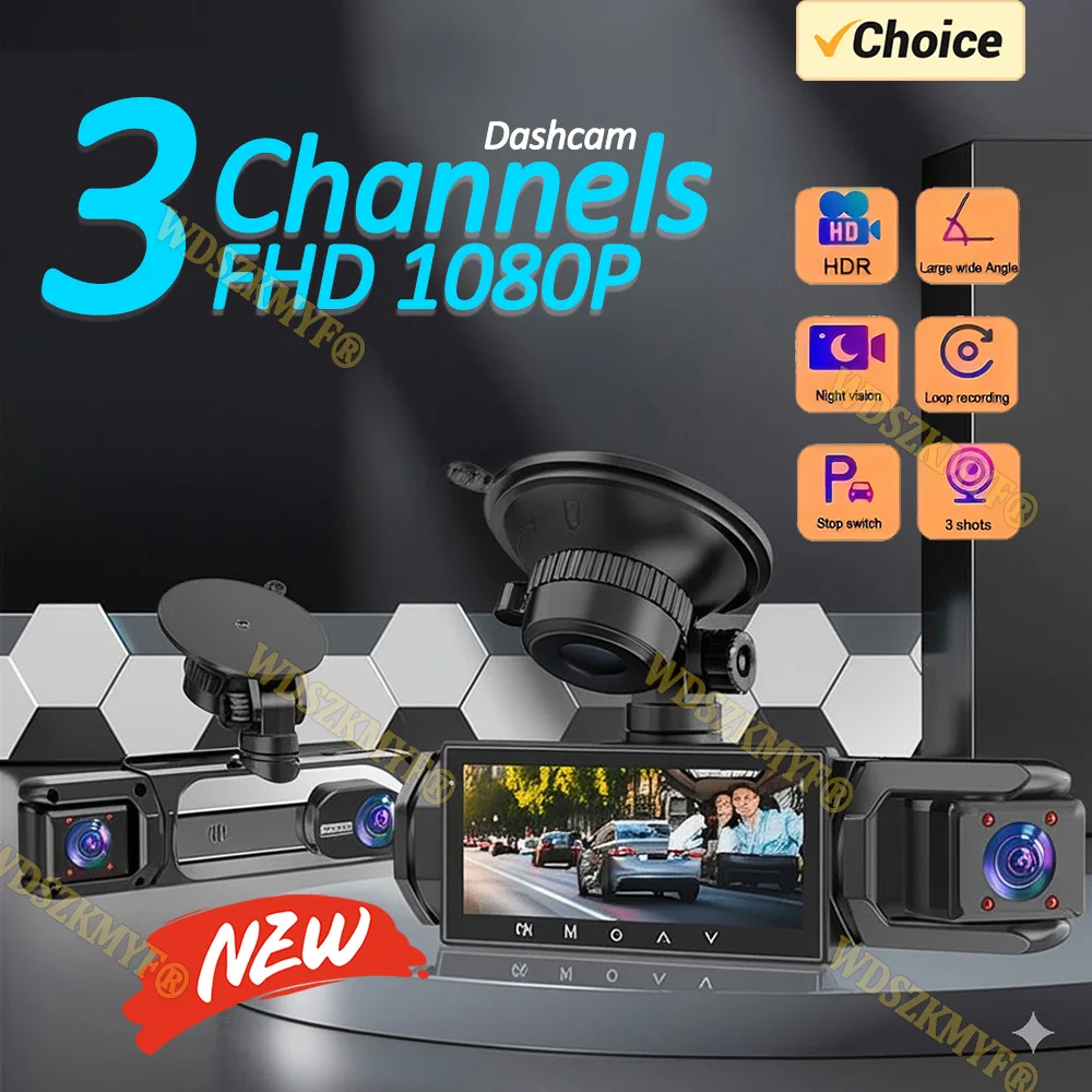 

3.16″IPS Car Dvr 1080P dashcam auto 2/3 Channel car recording camera Front inside Rear View Camera for Vehicle Night vision