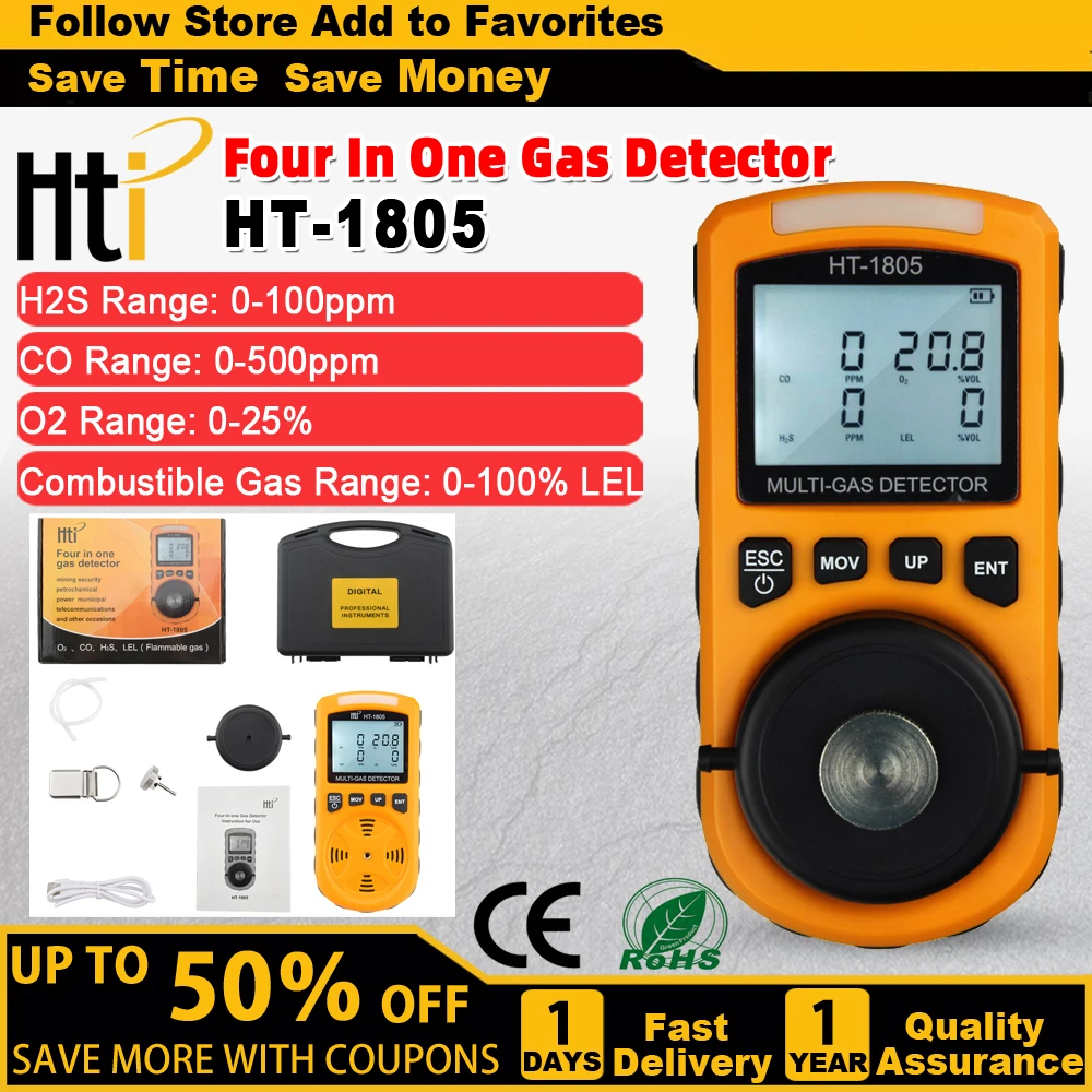 hti ht1805 em detector de analisador de gas portatil o2 co h2s lel tester deteccao de concentracao de gas toxico e harmoso 01