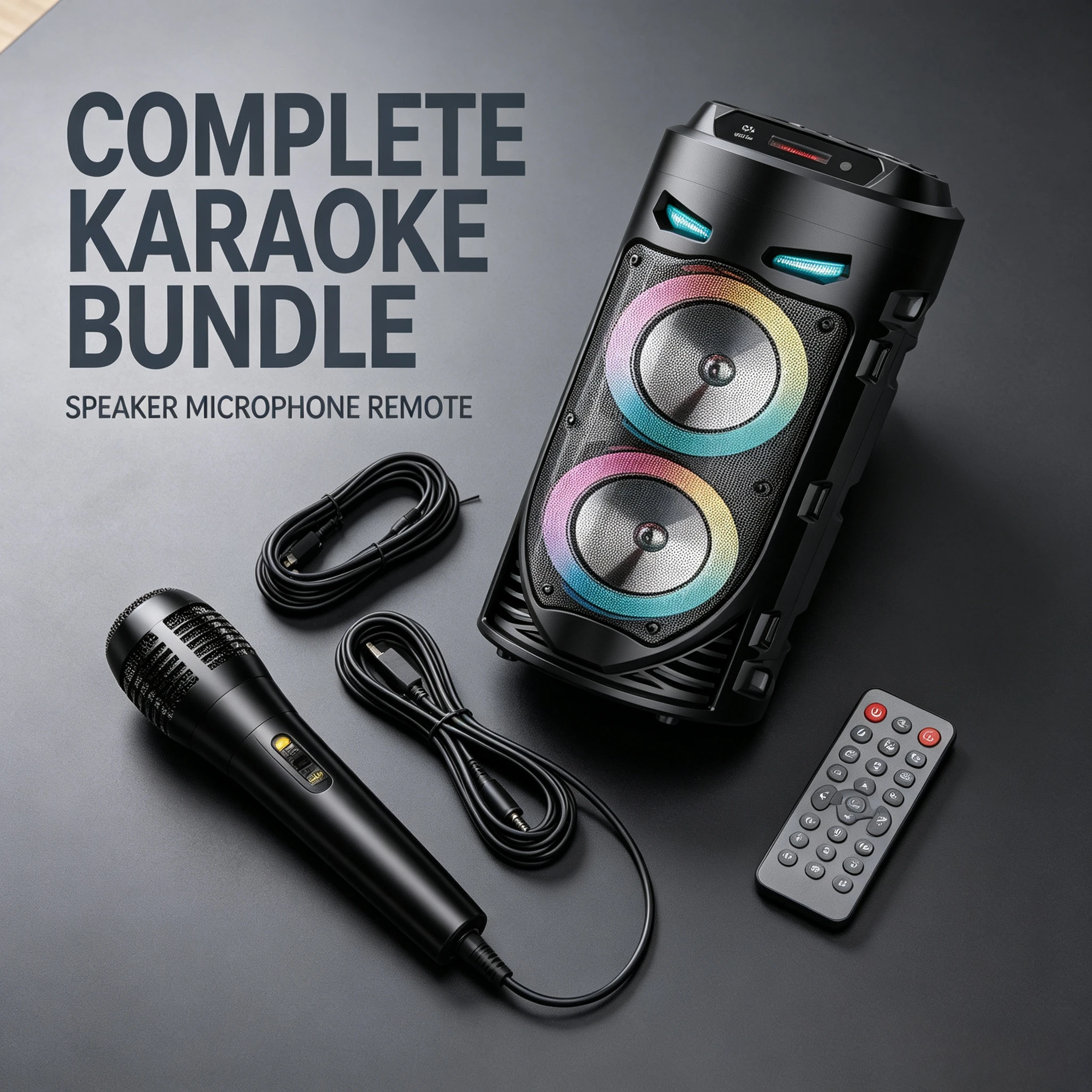 Altoparlante Karaoke Bluetooth Portatile 7W con Doppio Altoparlante da 4 Pollici, Luce RGB, TWS Wireless, Microfono Cablato e Telecomando per Feste in