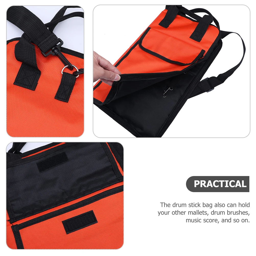 

Drum Sticks Bag Drumsticks Carry for Storage Mallets Holder Orange Oxford Cloth