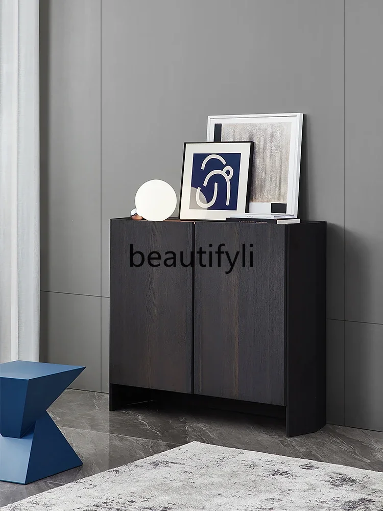 

FH Italian Modern Restaurant Smoked Wood Wine Cabinet Nordic Minimalist Storage Sideboard