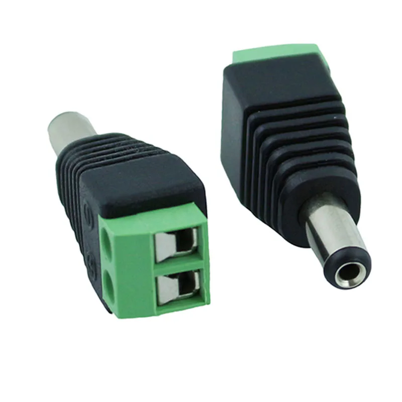 2 Pcs 5.5*12V 2.1 x 2.5mm DC Power Male Plug Jack Adapter Connector Plug For CCTV Single Color LED Light