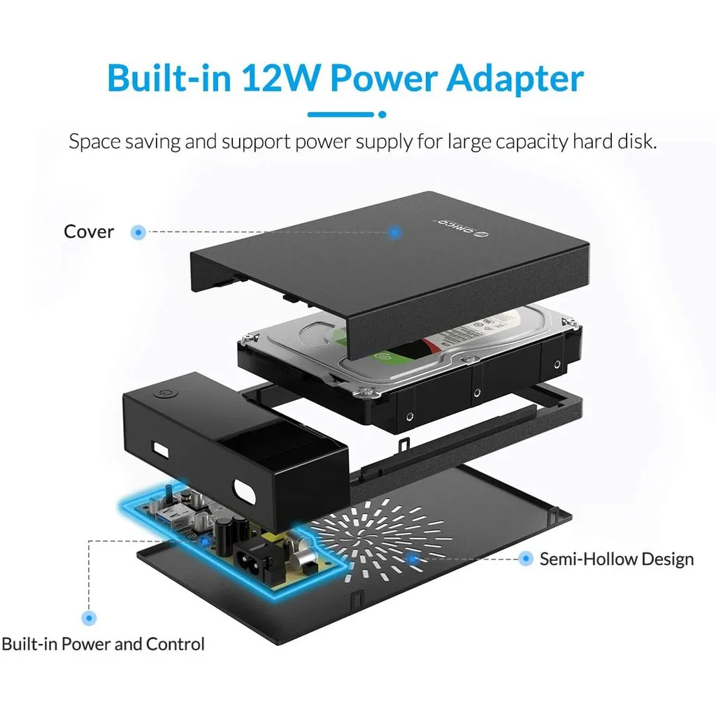 ORICO 3,5 Zoll HDD Fall Bulit-in Power 12V Tragbare SATA zu USB 3,0 Festplatte Gehäuse Unterstützung 16TB HDD UASP 3599U3 3588US3