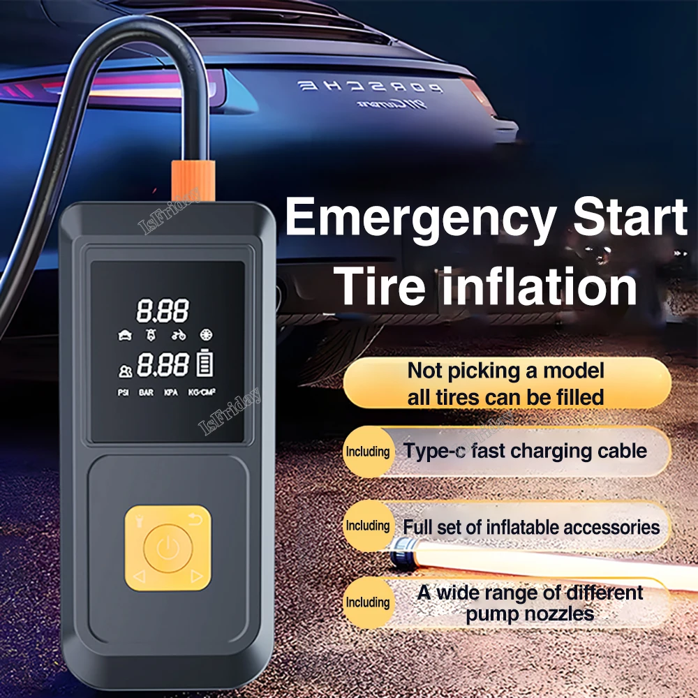 120000mAh Car Jump Starter & Inflator Pump 150PSI Air Pump 4 In 1 Multi-functional Portable Battery Charge Jump Starter