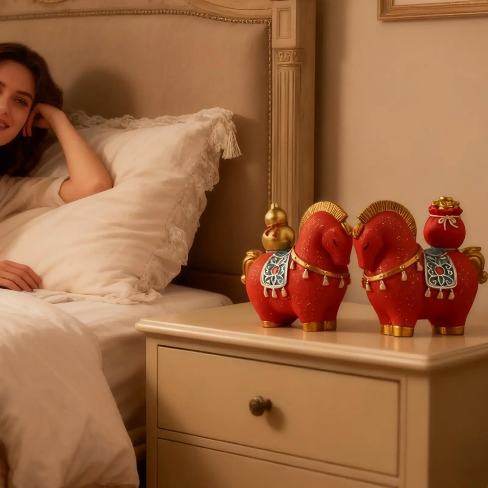 2 قطعة التماثيل الحصان الصيني السنة الجديدة الديكور 2026 الراتنج السنة الصينية من تمثال الحصان مهرجان الربيع منضدية ديكور #5