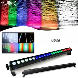 LED RGBW 벽 워시 조명, 바 워시 무대 조명, 음악 DJ 디스코 파티 웨딩, 4 인 1, 24x4W, 6, 9, 16, 30, 58CH, DMX512