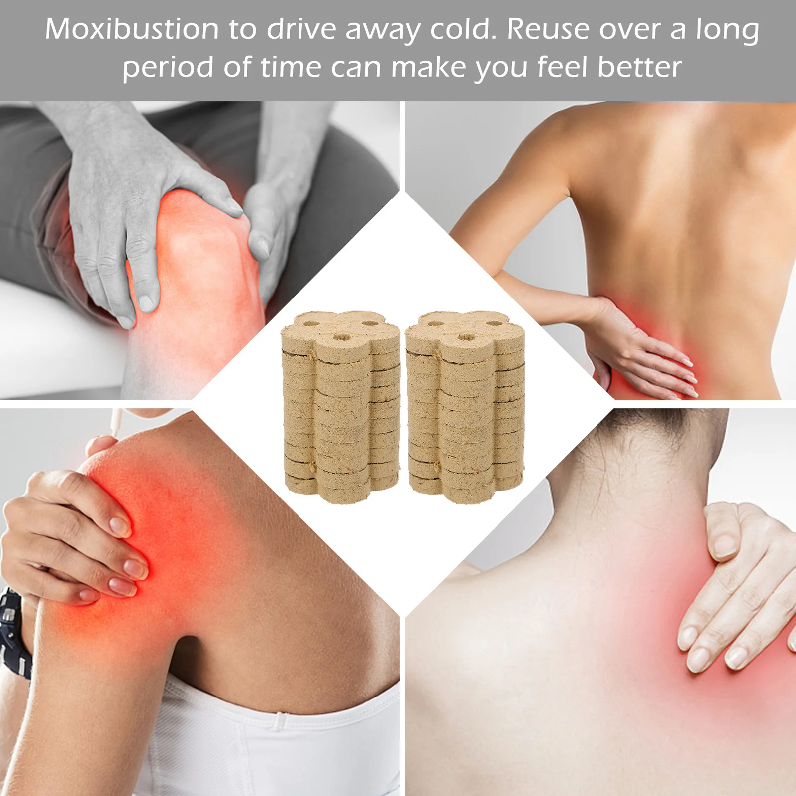 

20pcs Cakes Flower Shaped Mugwort Cakes Chinese Moxibustion Pads Moxa Blocks Relief Pain Relax Body Aged Moxa Leaves Warm