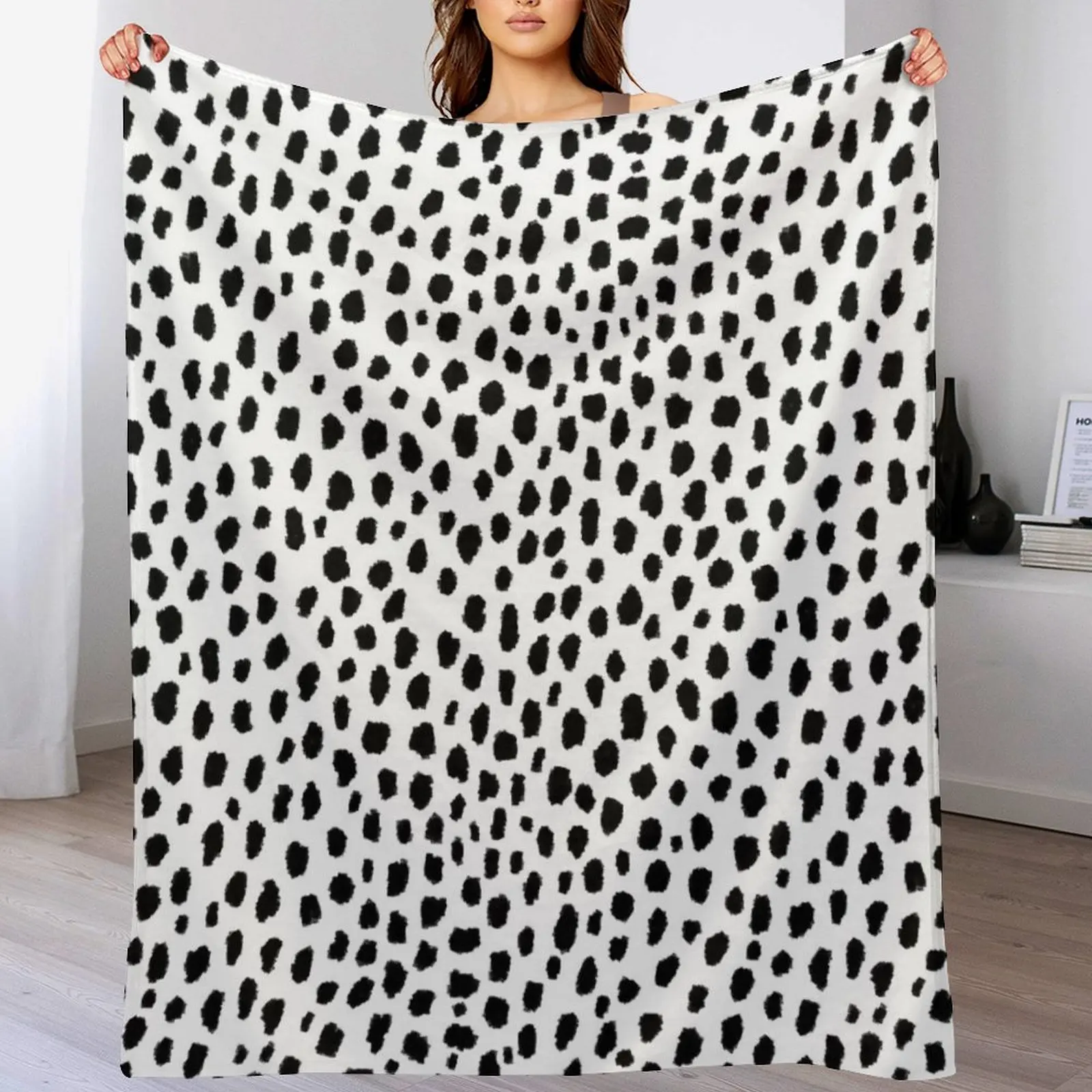 Dalmatian Spots (black/white) Throw Blanket Soft Plush Plaid blankets ands Blankets