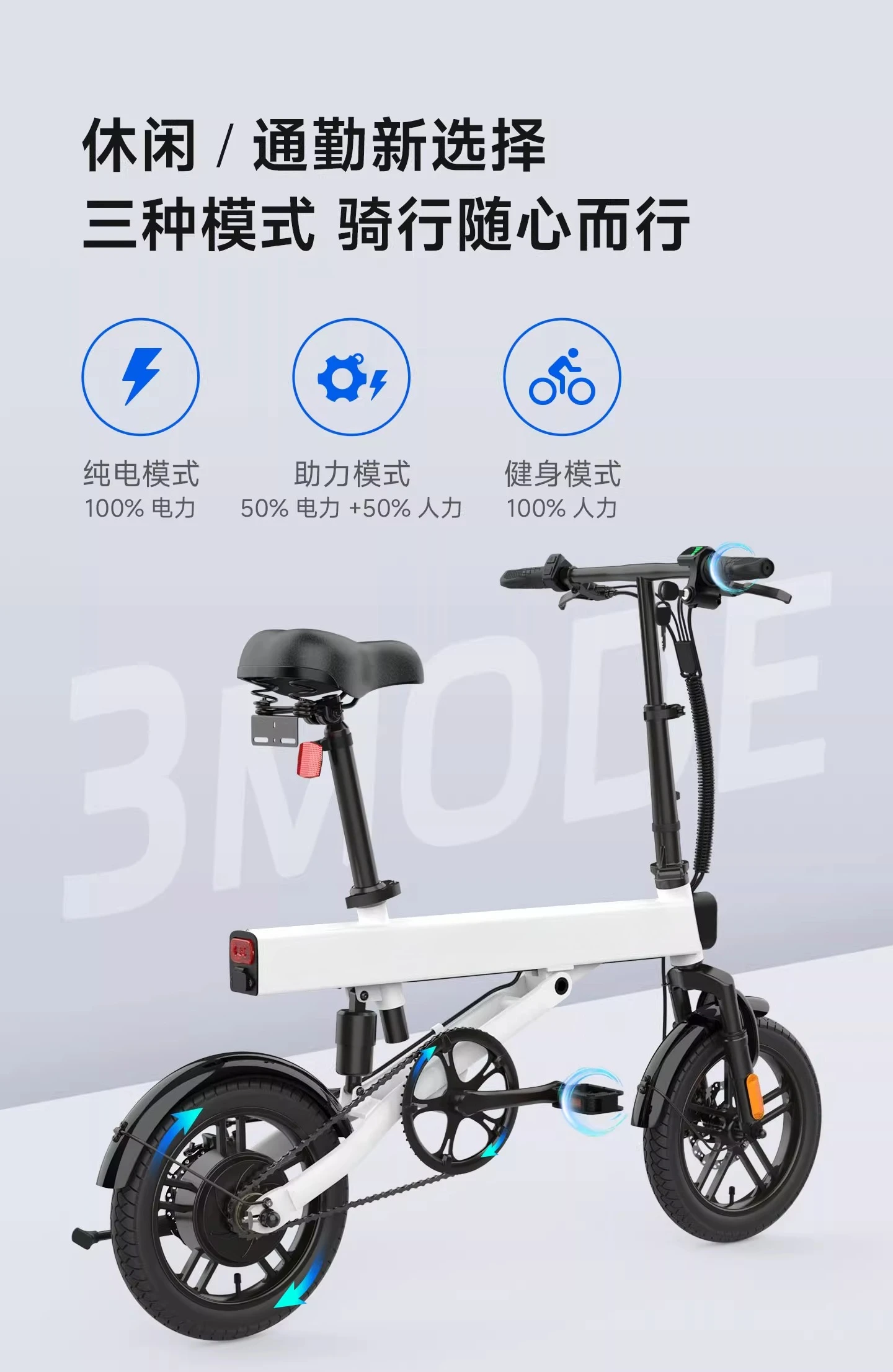 Electric bicycles, folding electric vehicles, commuting and leisure transportation, long-range battery cars