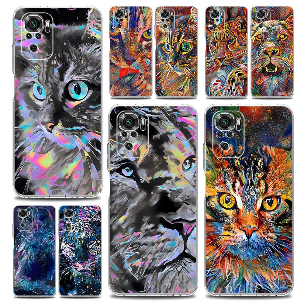 Abstract Surreal Animal Lion Phone Case For Xiaomi Redmi Note 12 11 9S 9 8 10 Pro Plus 7 8T 9C 9A 8A K40 Gaming Soft Clear Cover