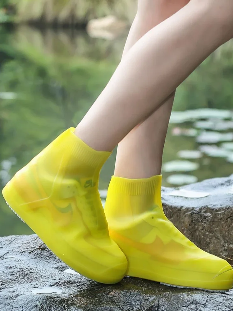 High Top Silicone Rain Boot Covers Unisex Waterproof Non Slip Portable Shoe Covers Men Women Kids
