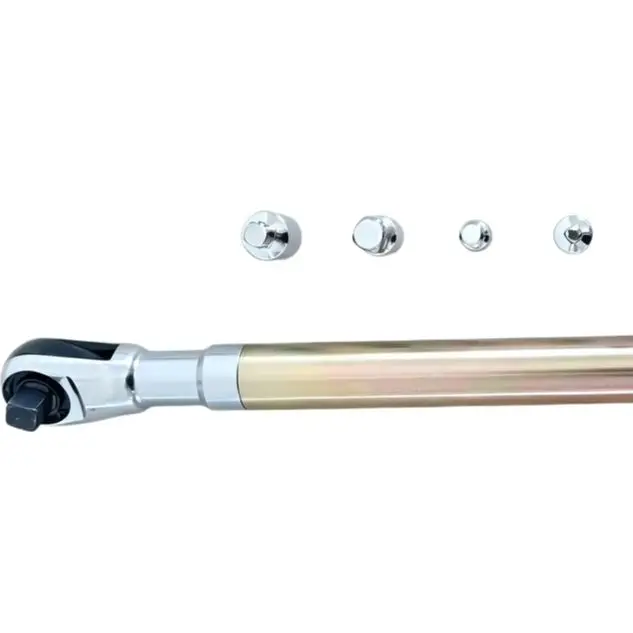 

2 Pcs Gold Extended Ratchet Wrench Set With Extension Bar For Auto Repair And Heavy Duty Mechanical Work Hand Tools Kit
