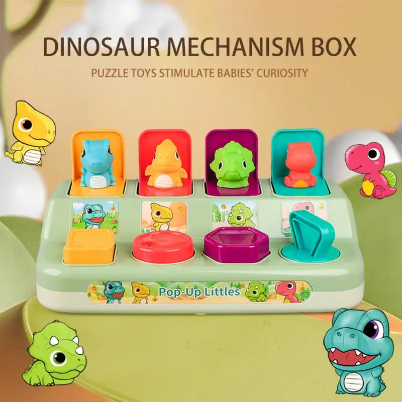 Dinosaur hide and seek puzzle box, animal design interactive toys, fine motor skills toys, preschool learning games