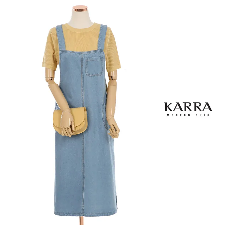 KARRA denim pocket suspenders skirt _ KB1SOP119C