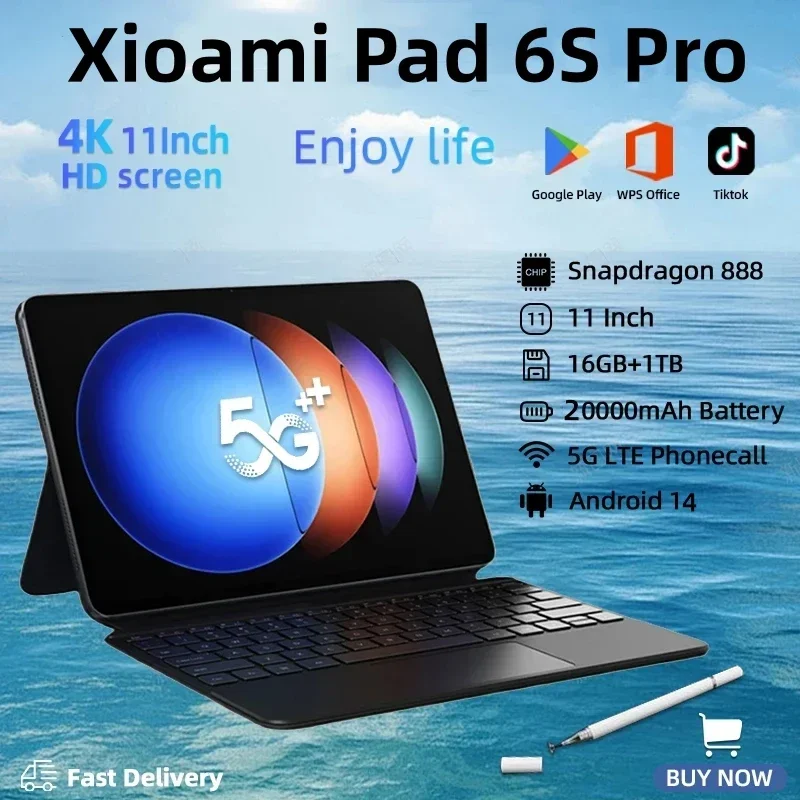 2024 Original Xioami Pad 6S Pro Tablets PC Android 14 11 inch 16GB+1TB Snapdragon 888 5G Dual SIM Phone Call WIFI HD 4K Mi Tab