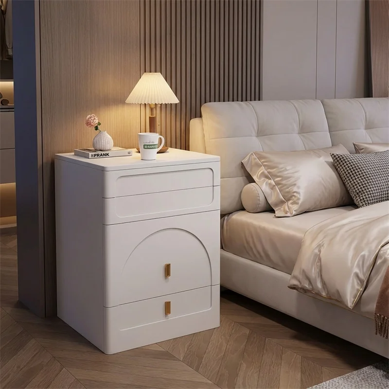 e*-Modern Minimalist Small Makeup Vanity Table with LED Mirror Bedroom Solid Wood Flip Top Dressing Nightstand Integrated Z^