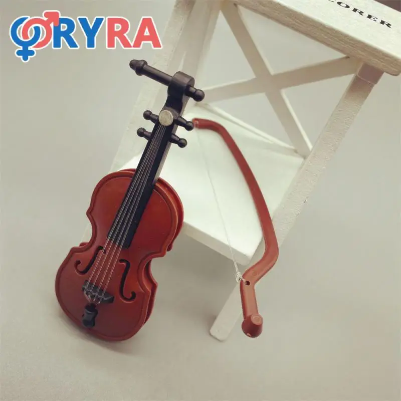 Mini Wooden Musical Instrument Good-looking Easy Storage Small Brown Home Decoration Crafts Mini Violin Decorative Home