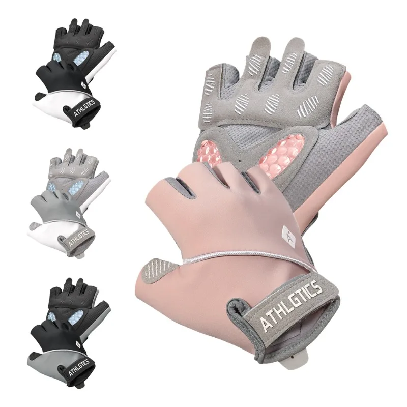 1 Pair Sport Breathable Half Finger Fitness Gloves for Men Women Anti-Slip Liquid Silicone Ice Silk Weightlifting Yoga Gloves