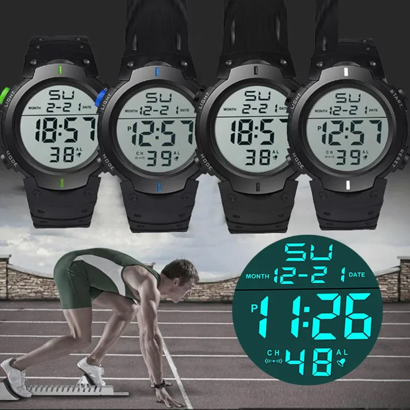 Luxury Electronic Watch for Men Outdoor Waterproof Man Sports Watch Multi-Functional Stopwatch Kids LED Digital Wristwatch Clock