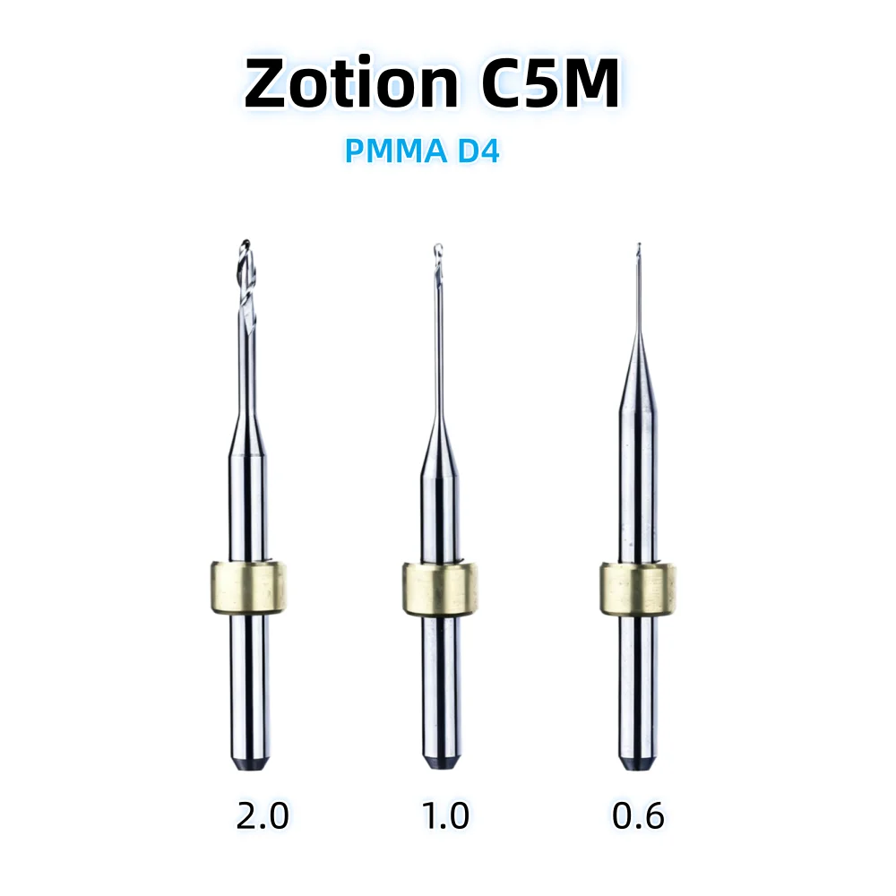Zotion C5M Dental Milling Burs For Zirconia Lithium Disilicate/Emax PMMA Metal DC Coating D4 Dentistry Grinding Tool For CAD/CAM