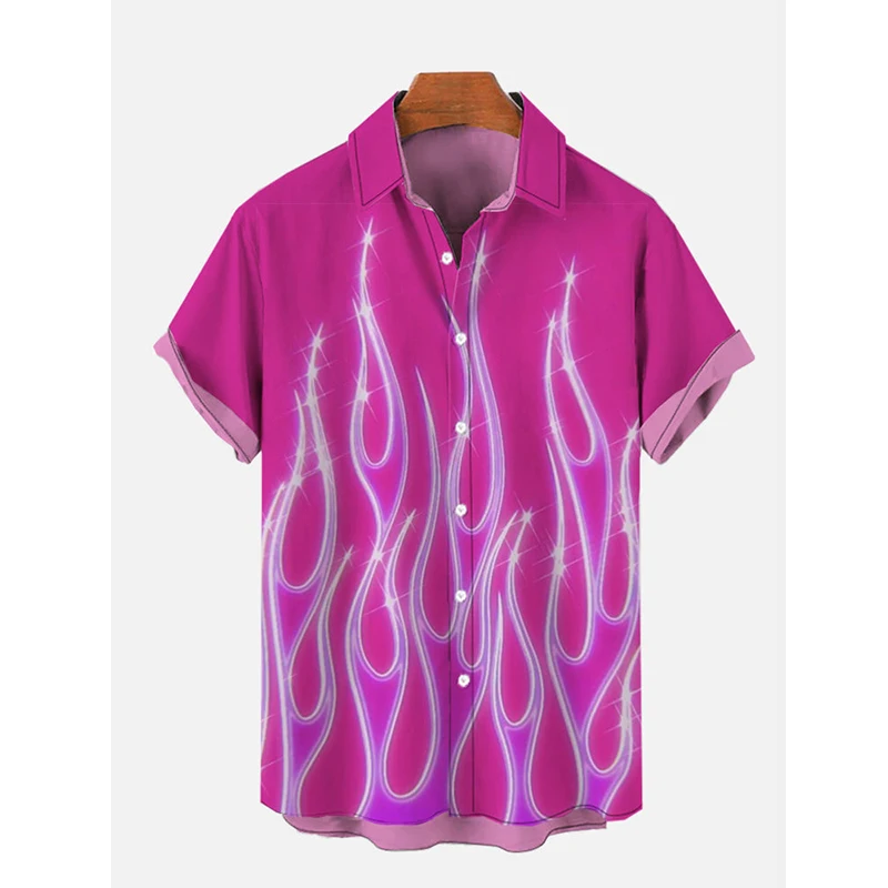 Hawaii Hemden Strand Sommer trend ige Flamme Herren hemd 3d bedruckte Hemden Männer Frauen Unisex Mode Bluse Kurzarm Berufung