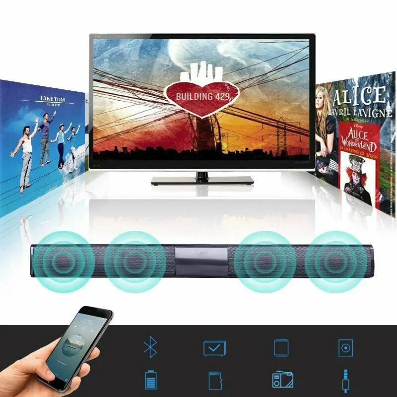 Wireless Bluetooth Sound Bar Speaker System TV Home Theater Soundbar Subwoofer