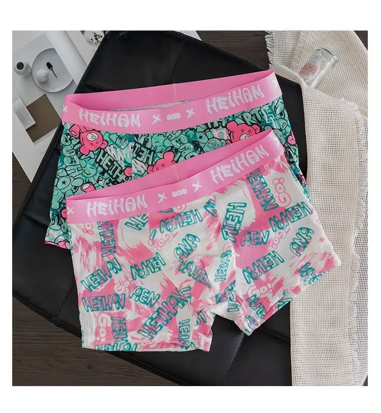 Mannen Cartoon Convex Zakje Slipje Ondergoed Zomer Ijs Zijde Ademende Boxershort Mid Taille Grote Broek Jeugd Nieuwe Onderbroek