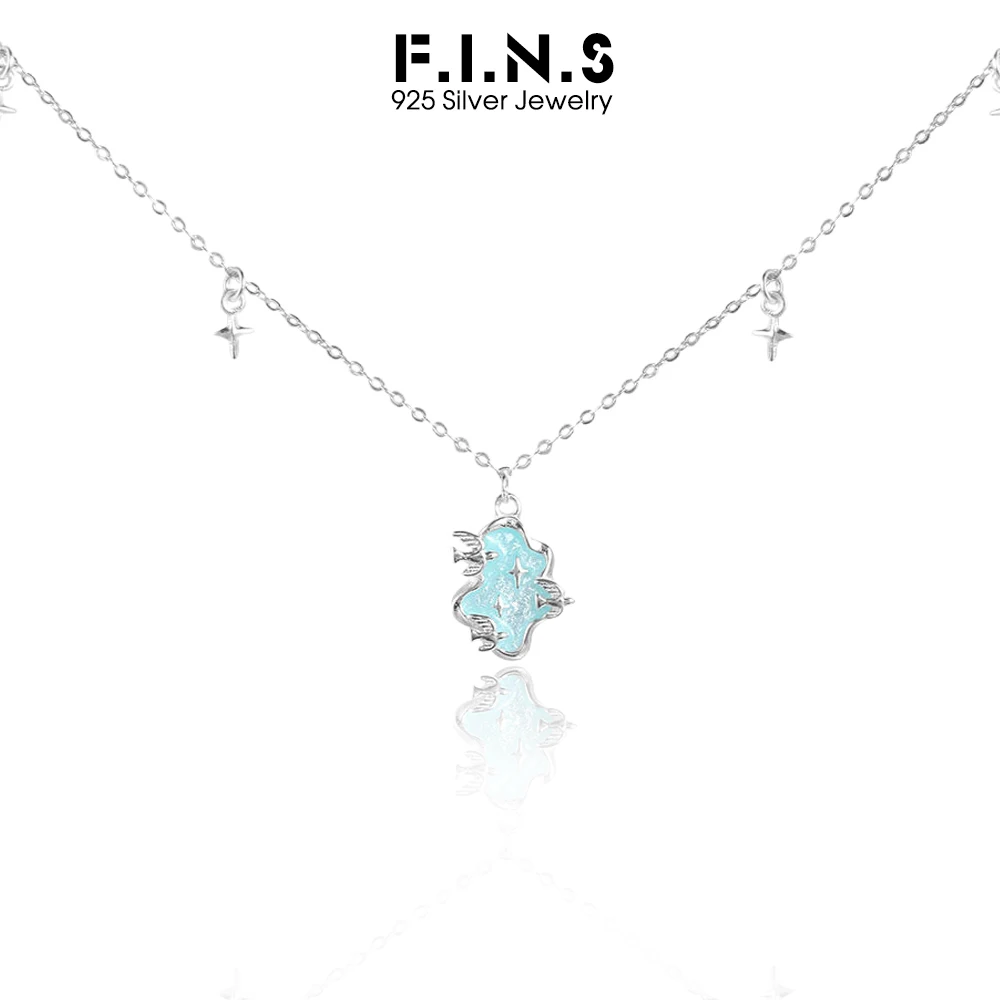 

F.I.N.S Original S925 Sterling Silver Star River Bird Necklace Simple Blue Drip Glue Pendant For Women Clavicle Chain Fine Jewel