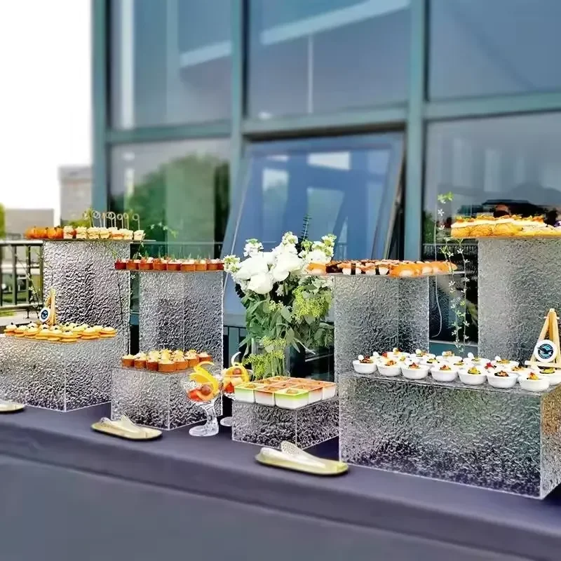 New Arrivals Acrylic Buffet Display Stand Nested Cube Food Rack Set with Acrylic Stand for Weddings, Halloween and Christmas