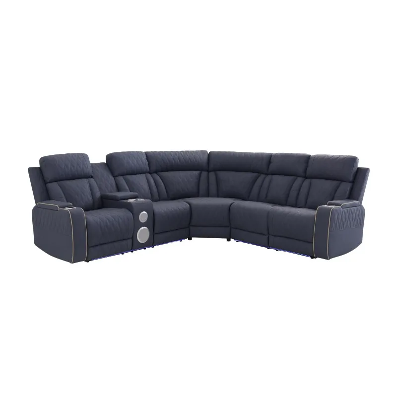 

Bluish Gray Sandy Leather Living Room 3-Piece Intelligent Recliner Sofa Set sofas for living room small couch for bedrooms