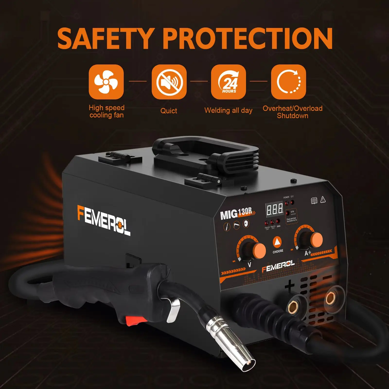 FEMEROL 2 In 1 MIG Welding Machine 130A Portable Gasless Stick ARC MIG Welder 110A IGBT Synergic Flux Core MIG Welder