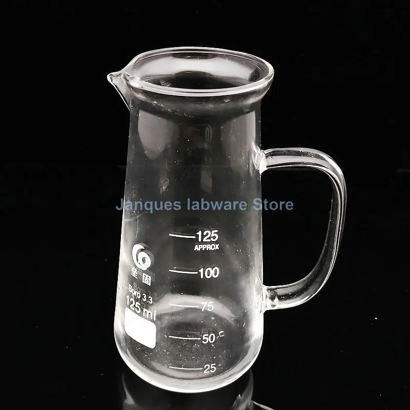 1pcs 125/250/500ml High Borosilicate Glass Tapered Measuring Cup with scale Beaker with handle, milk Cup