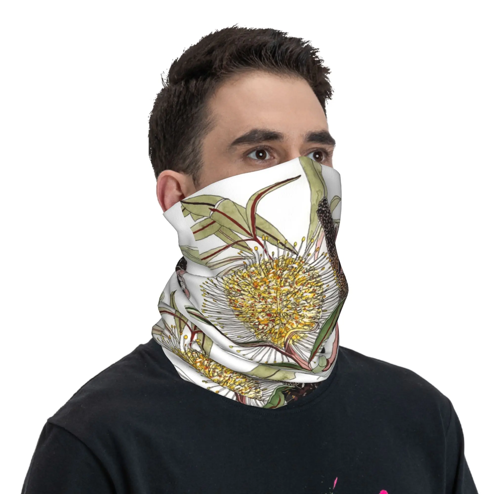 Banksia Flower Pod Australian Flora Yellow Bandana Neck Cover Printed Mask Scarf Headband Outdoor Sports for Men Women Winter