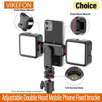 ST-06S 360 ° Adjustable Double Head Cold Boots Hot Boots Mobile Phone Clip SLR Mirrorless Camera and Mobile Phone Fixed Bracke