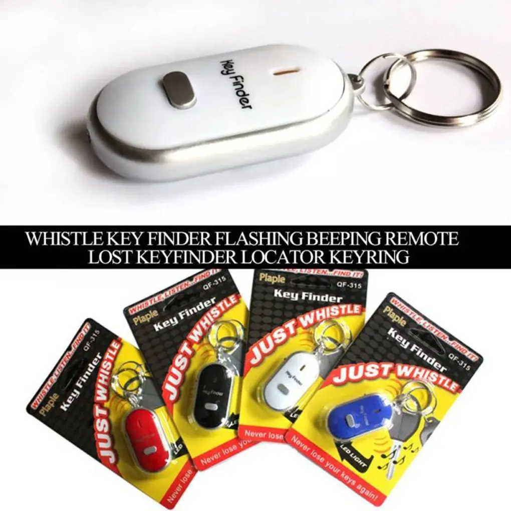 LED Beeping Flashing Light Key Finder Find Lost keychain Whistle Sound Control Keyring Gift