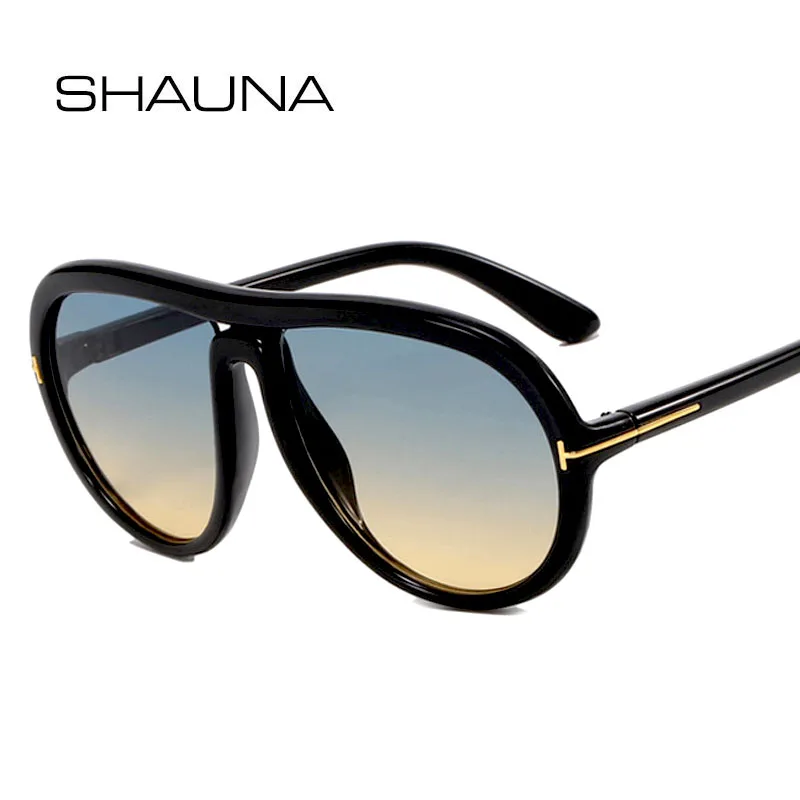 SHAUNA Retro Oversized Pilot Sunglasses Women Fashion Brand Designer Gradient Shades UV400 Men Oval Sun Glasses