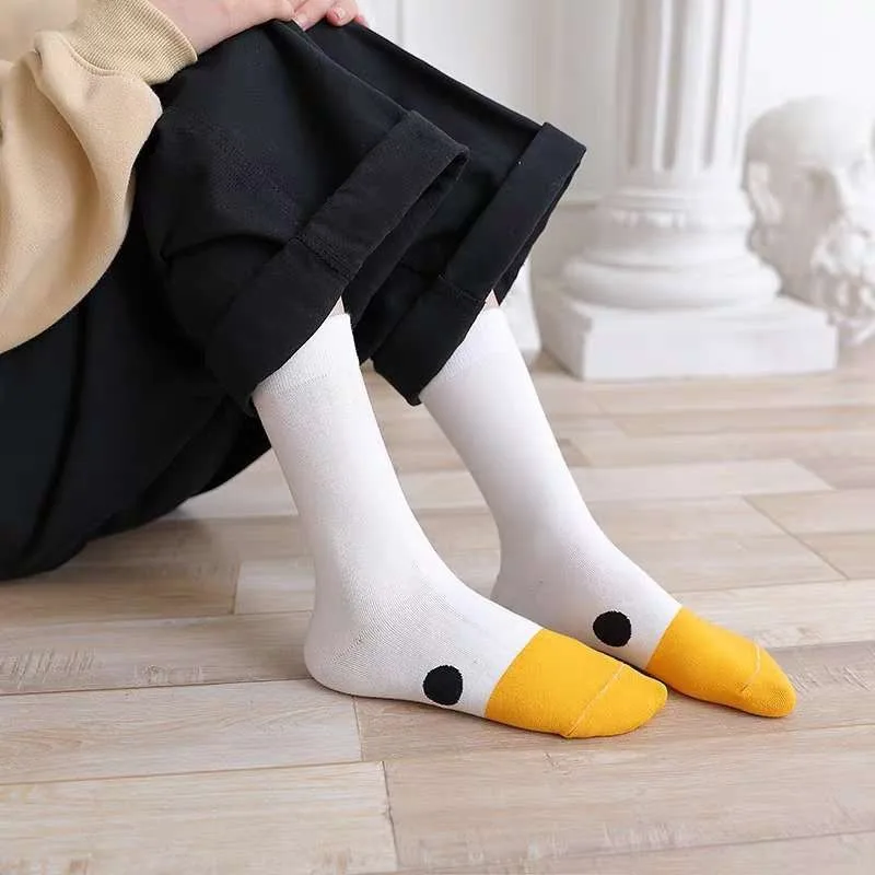 1/4 Pairs Cartoon Women Men Socks Fashionable And Versatile Cute Design Funny Goose Breathable Comfortable lady Casual Socks