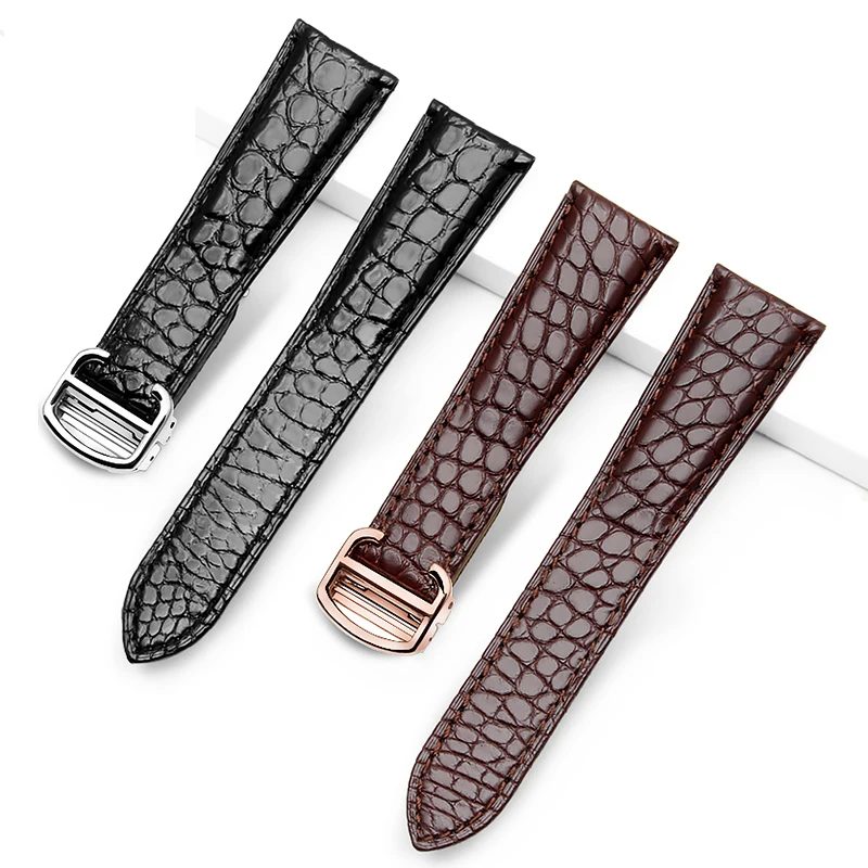 Crocodile Genuine Leather Watch Strap for Cartier Tank Solo Leather Watch Strap London Claire Leather Bracelet 17 20 22 23 24mm