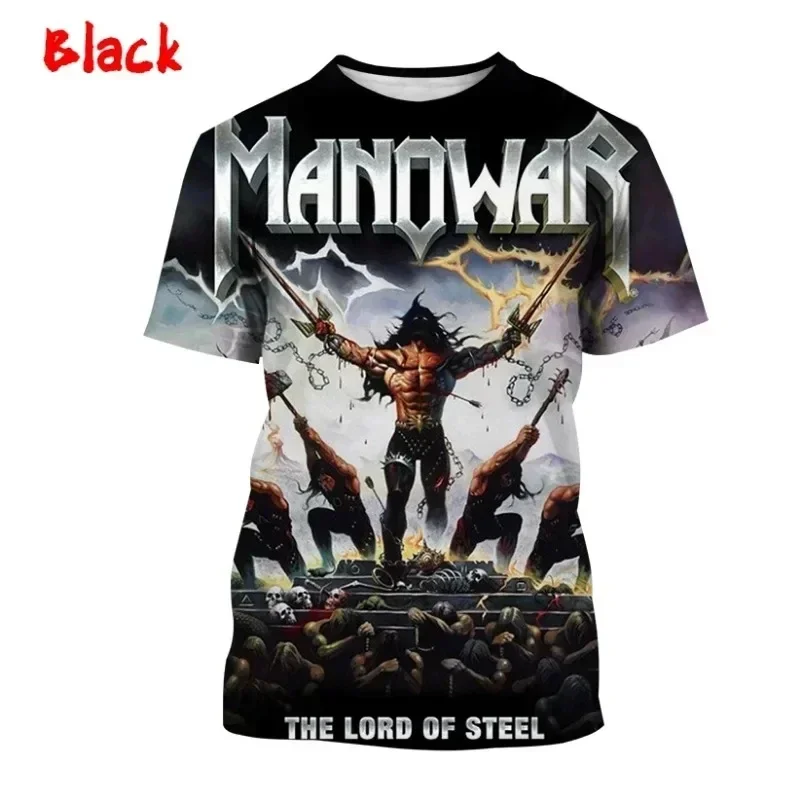 

New Hot Manowar Punk Rock 3D Printed T-shirt Summer Casual Hip Hop Crew Neck Short Sleeve T-shirt Top Oversized Clothing for Bot