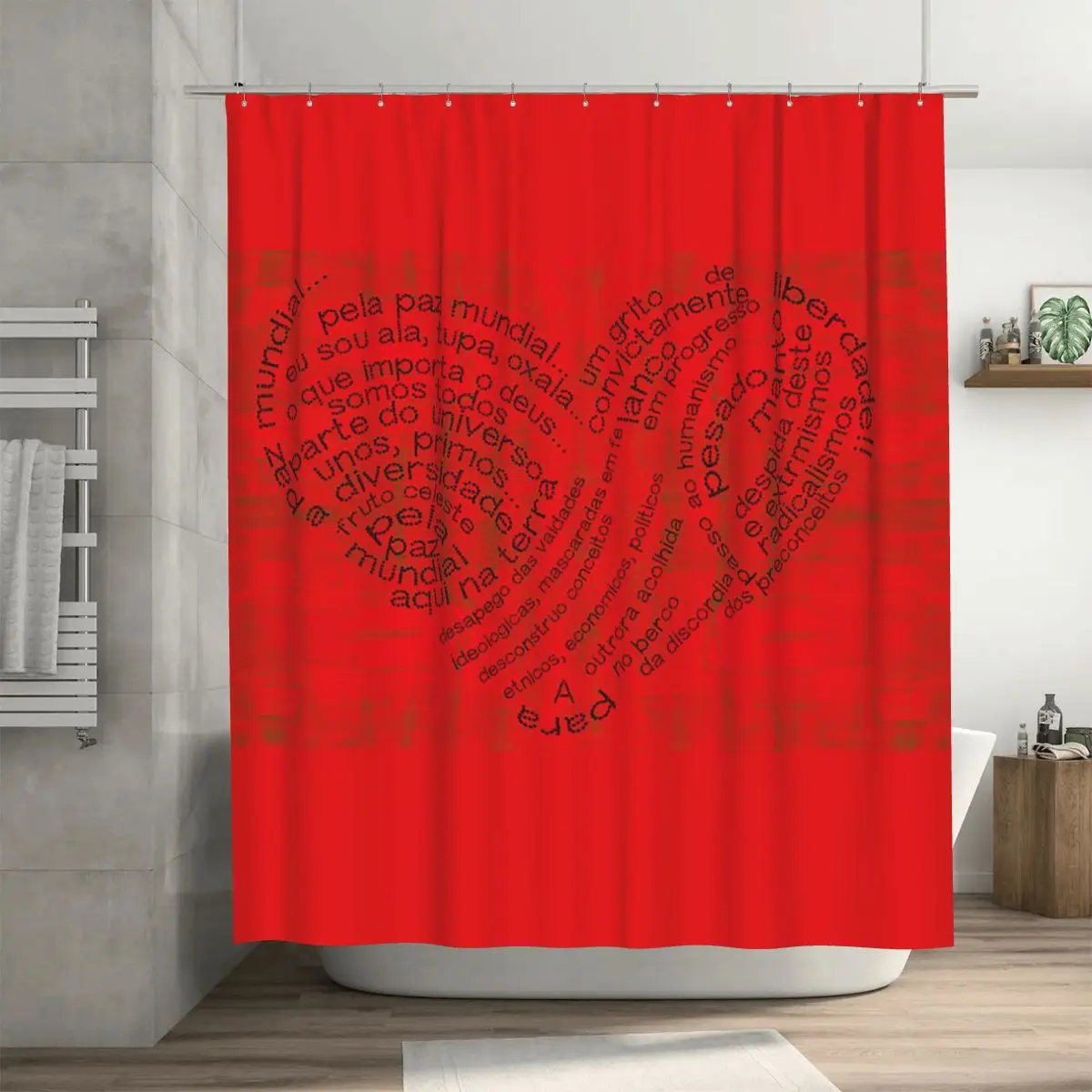 

Занавеска для душа Lyrical Heart III, полиэстеровая, водонепроницаемая, с крючками