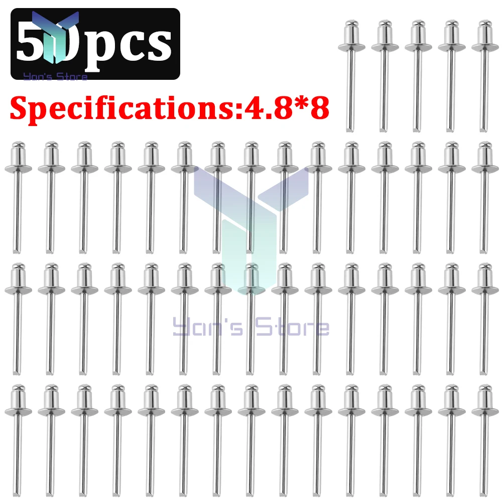 50 cái đinh tán đầu mở bằng nhôm đinh tán đầu vòm m2.4 M3.2 M4 m4.8 đinh tán ống xả trục gá bằng thép