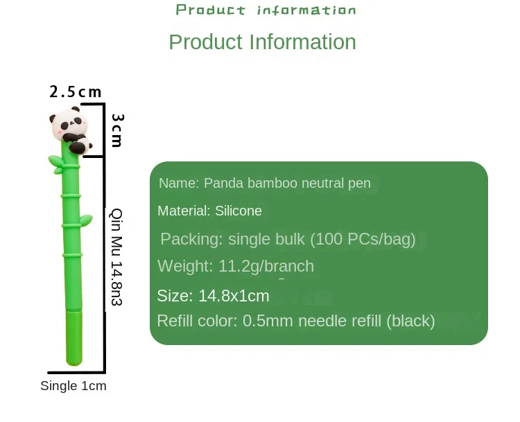 Imagem -06 - Bamboo Neutro Canetas com Cola Macia Bonito Papelaria Aprendizagem Caneta Assinatura Criativa Material Escolar Atacado Panda 24 Pcs