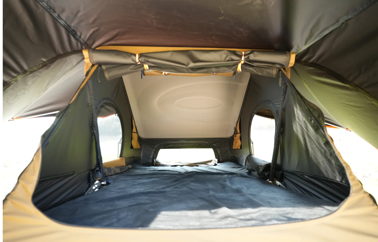 2026 Waterproof Hard Shell Roof Top Tent for 4x4 Vehicles Auto Quick Setup Oxford Fabric 1-3 Person V Shape Ground Anchorspromot